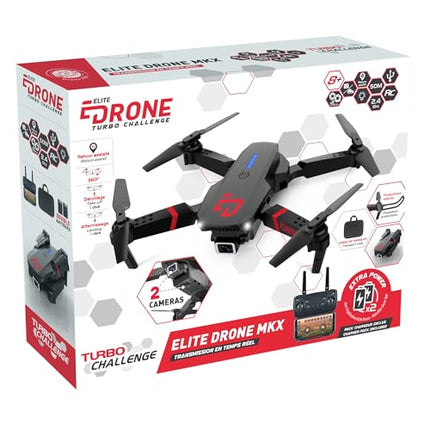 TURBO CHALLENGE - Elite Drone MKX - Drone - 400318 - Aircraft - Black - 2 Rechargeable Batteries - Plastic - Gift - Birthday - Luminous - Video - Ages 8+