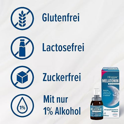 Hoggar MELATONIN balance - Sleep Spray - Food supplement with melatonin to shorten the time it takes to fall asleep and to relieve jet lag - with vitamin B6 - 20 ml spray