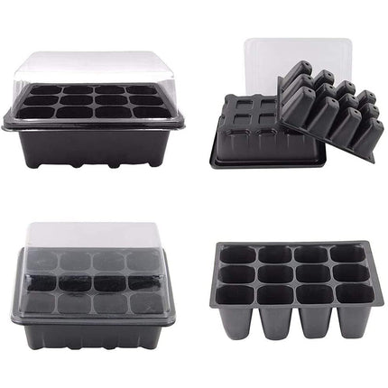 ANCLLO Indoor Greenhouse Propagator, 5 Pack 60 Cells Mini Greenhouse Propagation Set Seedling Starter Trays Greenhouse Propagation Tray with Domes and Base for Starting Seeds