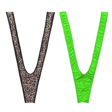 FUIPVGI 2 Pieces Borat Mankini Men's High Cut Briefs Swimsuit Thong String V Shape Party Costume Bikini for Men, One Size