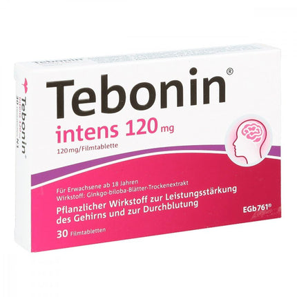 Tebonin intens 120 mg | 30 tablets | for acute &amp; chronic tinnitus* | herbal medicine with Ginkgo Biloba extract | supports tinnitus* &amp; dizziness | with Ginkgo special extract