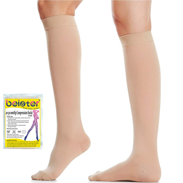 Beister Medical Compression Stockings Women Men 20-30 mmHg Closed Toe Support Stockings Graduated Support for Varicose Veins, Edema, Pregnancy