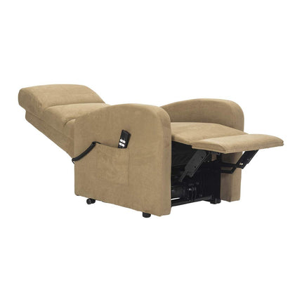 Sime LU-2 ADJUSTABLE electric recliner for seniors with 2 motors, independently adjustable backrest and footrest, 4-wheel kit, non-deformable seat, microfiber recliner with stand-up aid, camel