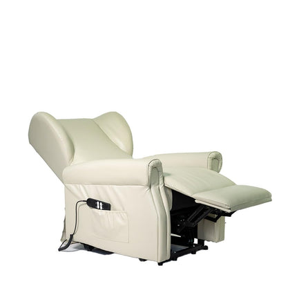 POLTRONE ITALIA Vanessa Leather 2 Motors PERSONALIZED TV armchair with electric stand-up aid Medical device 4 Wheels Micro-spring seat Stain-resistant senior armchair Relaxing armchair Beige