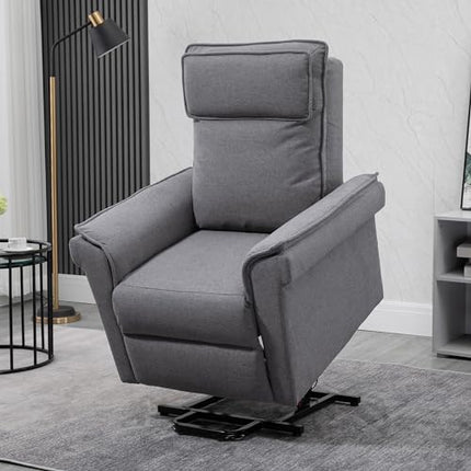 HOMCOM Electric Recliner Chair TV Chair Massage Chair Armchair with Stand-Up Aid Relaxing Chair with Reclining Function Linen-Touch Steel 86 x 95 x 106 cm Grey