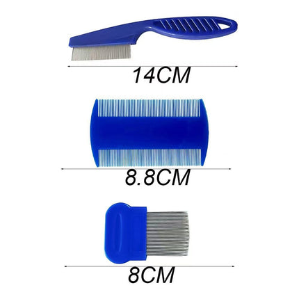Lice comb, 3 pieces flea comb, lice comb, metal teeth lice comb, plastic double-sided nit comb