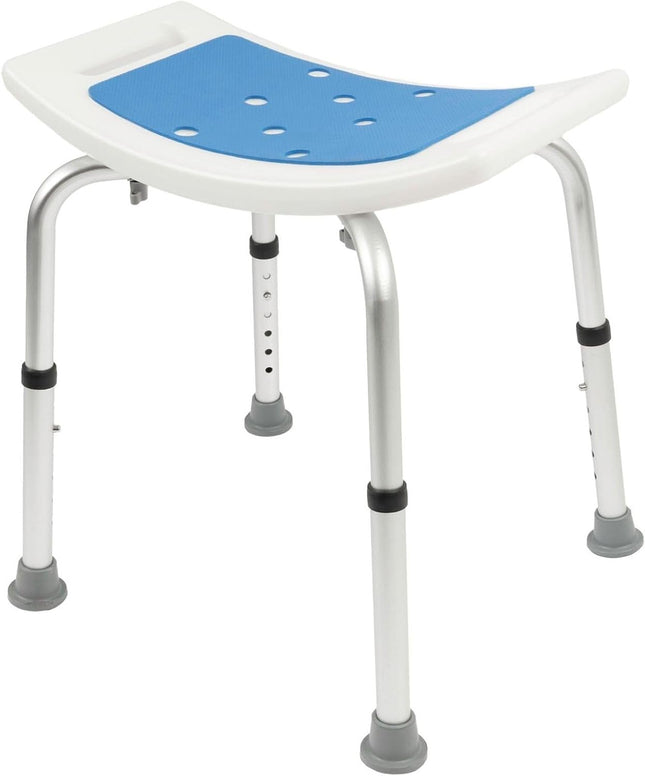 KARAT shower stool - height-adjustable shower chair 37.5-49.5 cm - load capacity up to 136 kg - non-slip &amp; stable shower seat - bathtub stool - anti-slip rubber feet (without cross braces)