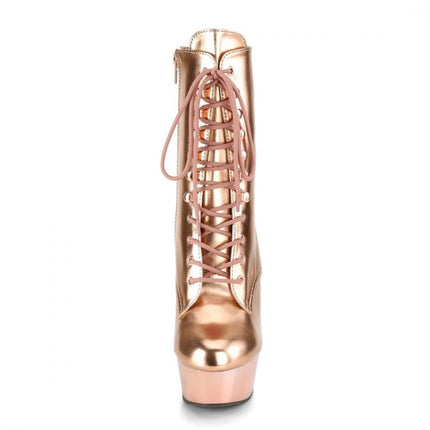 PROMI High Heels 15cm Lace Up Pole Dance Boots-gold||41