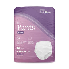 Amazon Basic Care Women's Pants Plus Medium – 4 Packs of 7 (28 Pants), White