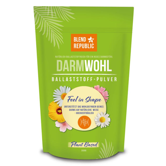 BLEND REPUBLIC® Darmwohl Fiber Powder for Essential Bacteria Strains - Probiotics Prebiotic Powder - Intestinal Flora Building Vegan, 300g