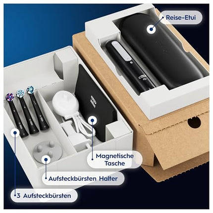 Oral-B iO Series 4 Plus Edition Electric Toothbrush, PLUS 3 Brush Heads, 4 Brushing Modes, Travel Case, Designed by Braun, Matte Black
