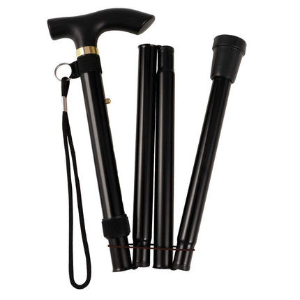 Girls'Love Talk Unisex Foldable Walking Stick Folding Alpenstock Lightweight Canes Height Adjustable Walking Sticks, Hand Strap Stick Hiking, Walking Stick (Black)