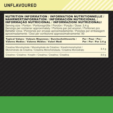 Optimum Nutrition Micronized Creatine Powder, 100% Pure Creatine Monohydrate Powder, Unflavored, 93 Servings, 317 g