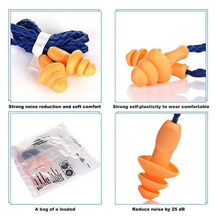 Txyk 20 Pairs Soft Reusable Silicone Earplugs with Cord (Noise Reduction 25db)