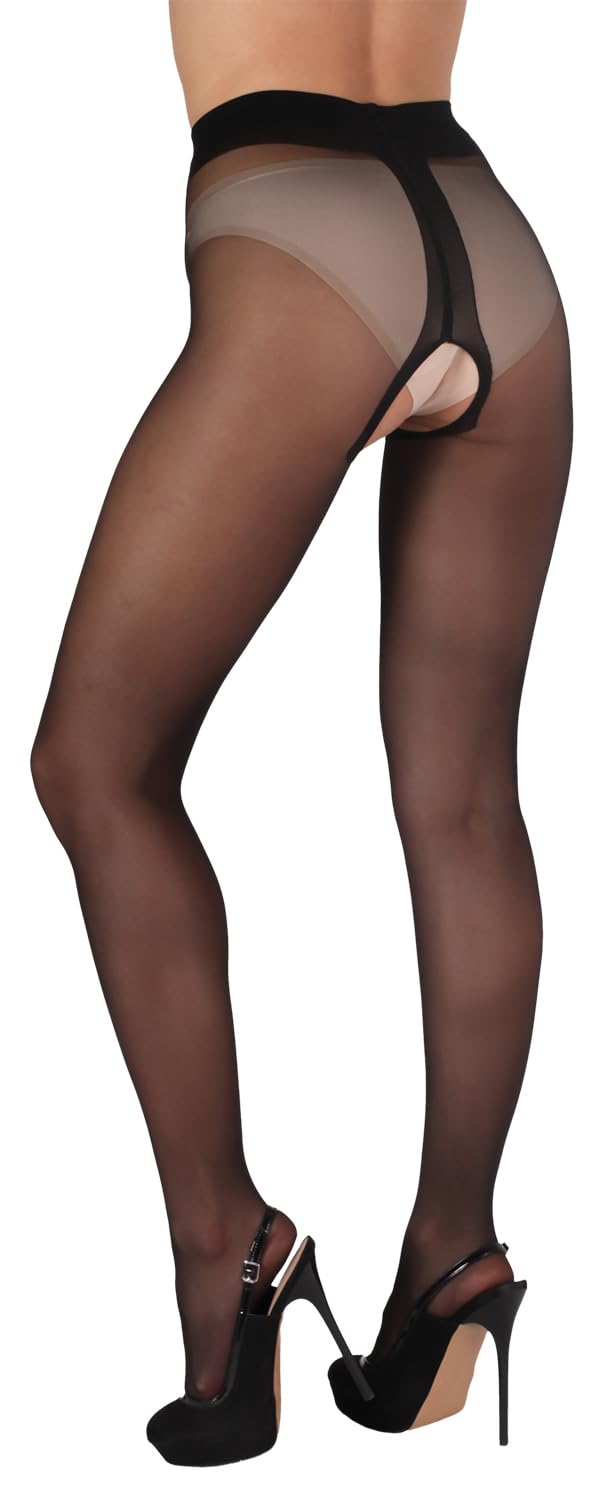 BANANALU 20 Denier Open Crotch Tights Intimo 20 Nero L