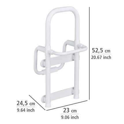 WENKO Secura Bathtub Entry Aid, Load Capacity up to 150 kg, Durable Aluminium/Plastic, 23 x 52 x 22.5-39 cm, White