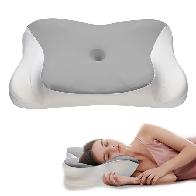 Jocoiot Neck Pillow for Neck and Shoulders, Ergonomic Contour Memory Foam Pillow with Washable Pillowcase - Gray