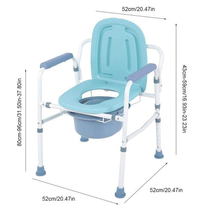 Commode chair Folding toilet seat Ergonomic seat with armrests Shower chair with bucket Bedside table Commode chair with toilet arm and non-slip foot base, ideal for elderly disabled people