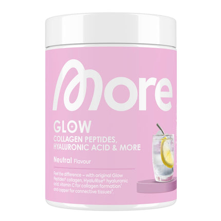 MORE Glow - Collagen Peptides and Hyaluronic Acid, Premium Collagen and Hyaluronic Acid Powder with Copper, Vitamin C and L-Glycine, 300 g Can, Supports Fresh Skin and Connective Tissue, Neutral, Made in Germany