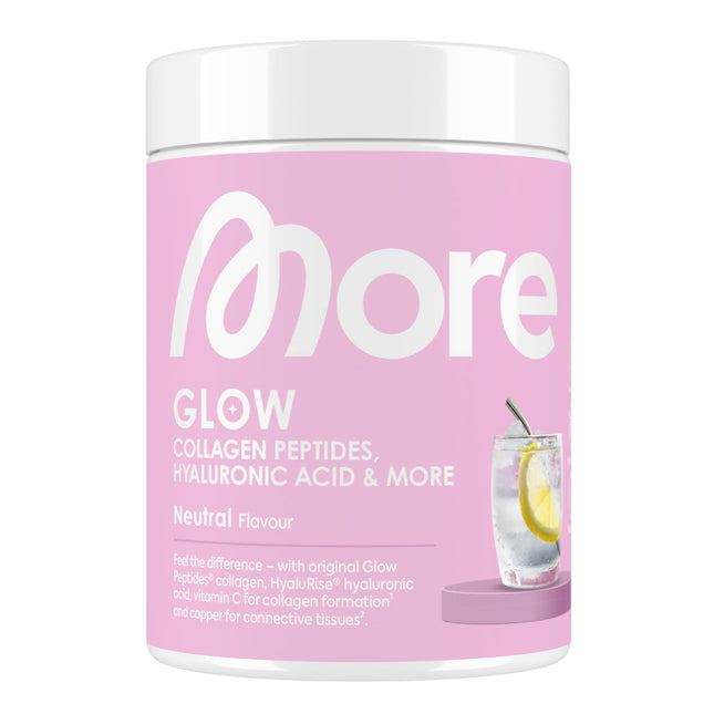 MORE Glow - Collagen Peptides and Hyaluronic Acid, Premium Collagen and Hyaluronic Acid Powder with Copper, Vitamin C and L-Glycine, 300 g Can, Supports Fresh Skin and Connective Tissue, Neutral, Made in Germany