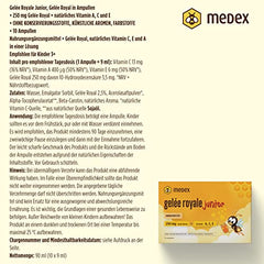 Medex Royal Jelly JUNIOR, fresh royal jelly 250 mg, with natural vitamins A, C, and E, excellent taste, no sweeteners, for children 3+, liquid in ampoules 10 x 9 ml