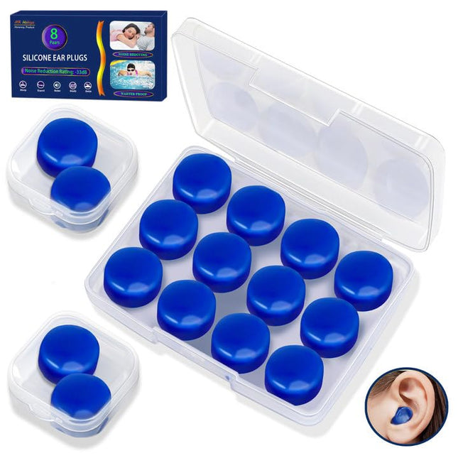 Earplugs for Sleeping 8 Pairs, Reusable Silicone Earplugs, Earplugs for the Night, Hearing Protection, Earplugs for Children, Swimming, Airplanes, Soft Earplugs Against Snoring