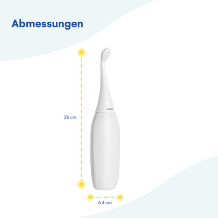 HappyPo Po Shower - Handheld Shower Portable Intimate Shower, Hygienic Cleaning for Travel and Home - Replaces Wet Wipes and Shower Toilet, Gentle and Effective, Compact - 28 x 5 x 6 cm, White