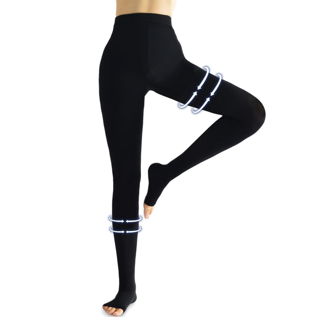 beister Medical Compression Stockings Women Long, 20-30 mmHg Support Stockings Men, Opaque Open Toe Compression Pants Class 2 Solid Support for Varicose Veins, Edema