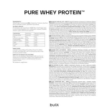 Bulk Pure Whey Protein Powder, Vanilla, 1 kg, 33 servings, Packaging May Vary