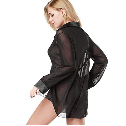 HOTSO Lingerie Women Sexy Sheer Shirt Pajamas Transparent Babydoll Nightdress Bedroom