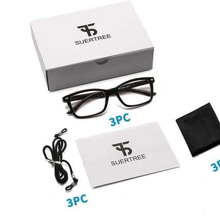 Suertree Reading Glasses Spring Hinge 3 Pack Vision Aid Eyewear Glasses Reading Aid for Women Men 2.0X BM151