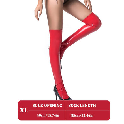 Women's Patent Leather Sexy Latex Stockings, Women's Stockings, Sexy Lingerie, Shiny Leather Sexy Stockings, Thigh High Tights, Short Rompers, Cosplay Costume, Club Tight Slim Fit, Red, XL