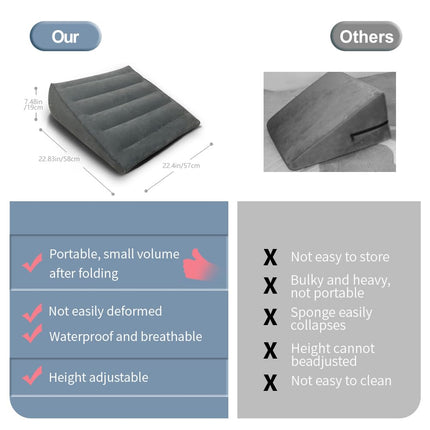 Nevife Inflatable Wedge Pillow for Reflux, Anti-Snoring, Acid Reflux, and GERD. Positioning Wedge Pillow for Knee, Arm, Pregnancy, and Side Swelling. (Gray)