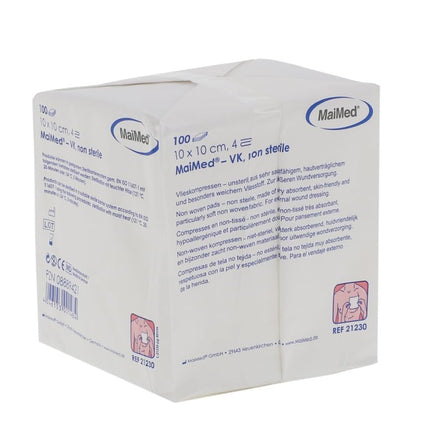 Maimed 100 pieces nonwoven compresses VK non-sterile 10 cm x 10 cm