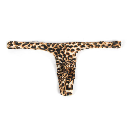 ohyeahlady Leopard String Thong for Men G-String Sexy Underwear for Men Large Sizes Lingerie T-Back G-String Underpants Briefs 3D Bulge Pouch Underwear Sissy Lingerie Low Rise Thong Panties L