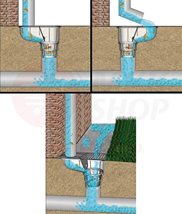 Horizontal rain gully grey with grid Ø 110 mm - 171 mm installation depth backflow flap backflow seal odor flap downpipe drain gutter drain sieve