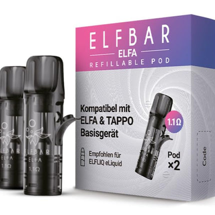 Elfbar ELFA Empty Pods for refilling Refillable Pods Self-filling - 2 pieces per pack, 2ml each - without nicotine - without liquid