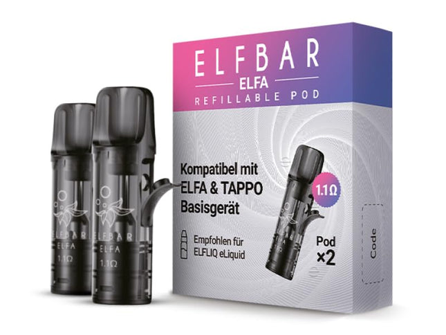 Elfbar ELFA Empty Pods for refilling Refillable Pods Self-filling - 2 pieces per pack, 2ml each - without nicotine - without liquid