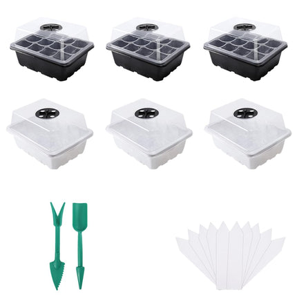 Meijunter Indoor Greenhouse Propagator 6pcs 72 Cells Mini Plant Greenhouse Indoor Greenhouse Seedling Hole Breathable Seed Grower Transparent Cover Nursery Box