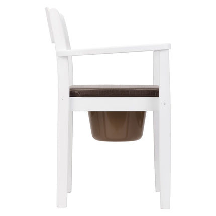 MaJSL Hygienic Commode Chair DUHA Made of High-Quality Wood Removable Bucket with Lid Certified Toilet Aid (White)