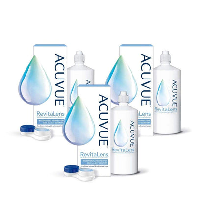 ACUVUE RevitaLens MPDS – Soft contact lens care and cleaner with antimicrobial effect – Lasts more than 16 hours – 3 x 360 ml combination solution