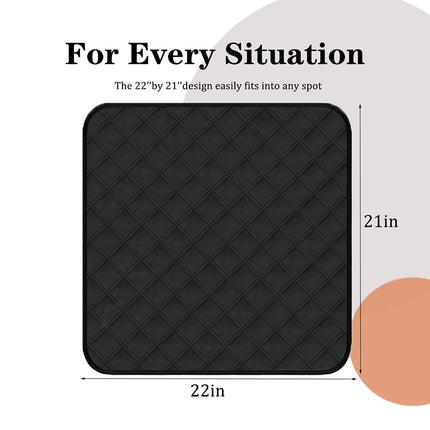 RIQINXIN Waterproof Seat Pad for Incontinence Washable Incontinence Seat Cover Reusable Pad for Sofa Bed Pads 54x56cm Black