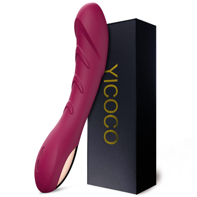 Silicone G-spot vibrator sex toy vibrators for her clitoris quiet, realistic dildo anal vibrator for women and couples with 12 vibration modes (red wine)