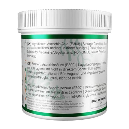 Ascorbic acid, 250 g, premium quality, vegan, GMO-free, gluten-free