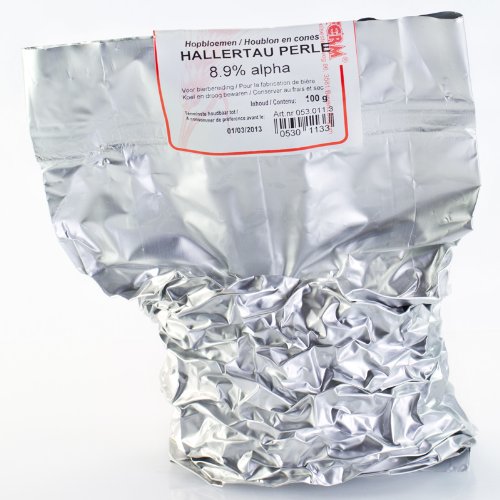 100g Hallertauer Perle raw hops for brewing beer, alpha acid content 5.1%