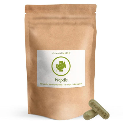 Organic Propolis Capsules (90 capsules, 224 mg each) - Extract in a vegetable capsule - Pure beekeeper quality - Natural support of the immune system - Strong antioxidant - No additives
