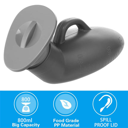 Urinal bottles for men Portable urinal 800ML emergency urinal bottle Reusable bed bottle Camping toilet urinal with lid for car, travel and on the go