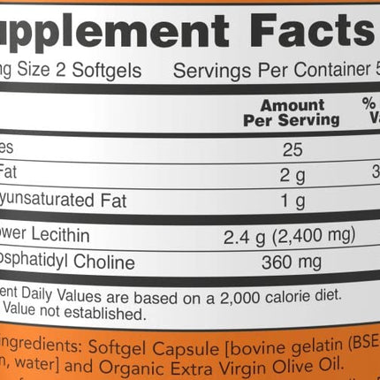 Now Foods, Sunflower Lecithin, 1,200 mg, 100 Softgels