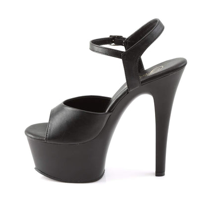 Pleaser Women's ASPIRE-609 Open Sandals, Black (Blk Faux Leather/Blk Matte), 38 EU