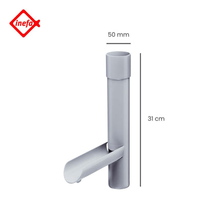 INEFA rain collector for downpipe, PVC DN50 / 50mm gray water flap for rainwater downpipe, gutter accessories, Made in Germany